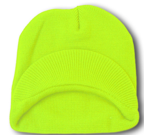 TopHeadwear Cuffless  Visor Winter Beanie - Neon Green