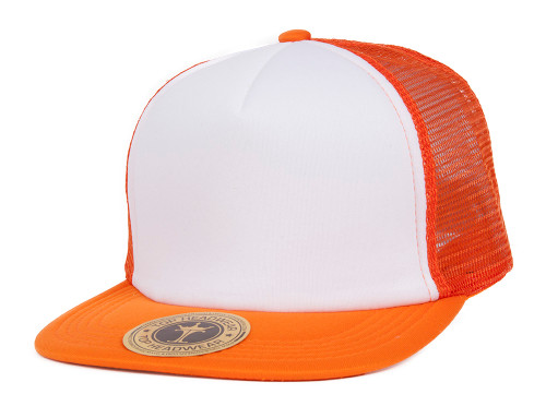 TopHeadwear Adjustable Trucker Caps - Orange/White
