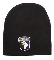 Cuffless Embroidered United States Arm Force Airborne Eagle Logo Beanie - Black