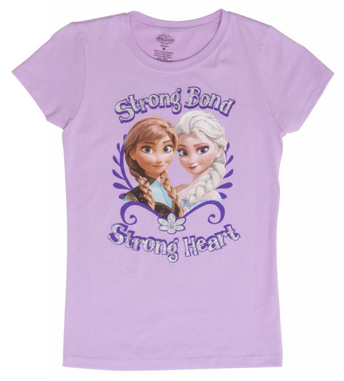 Juniors Frozen Strong Bond Strong Heart Pink Short-Sleeve T-Shirt