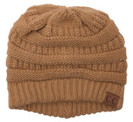 Thick Knit Soft Stretch Beanie Cap - Camel