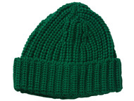 Crochet Knit Design Cuffed Beanie - Green