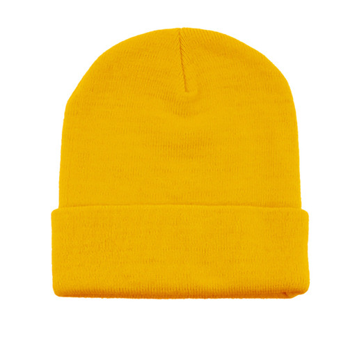 12 Inch Long Knitted Beanie - Yellow