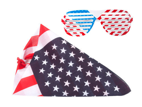 USA Patriotic Kit - Bandana and Shutter Sunglasses