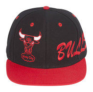 Chicago Bulls Side Logo Black/Red Snapback Adjustable Plastic Cap