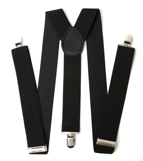 Men's 1 Inch Wide Solid Adjustable Suspenders