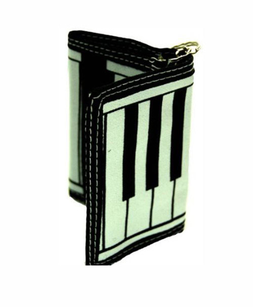 Piano Keyboard Tri-Fold  Wallet W/Key Ring - (One Color)