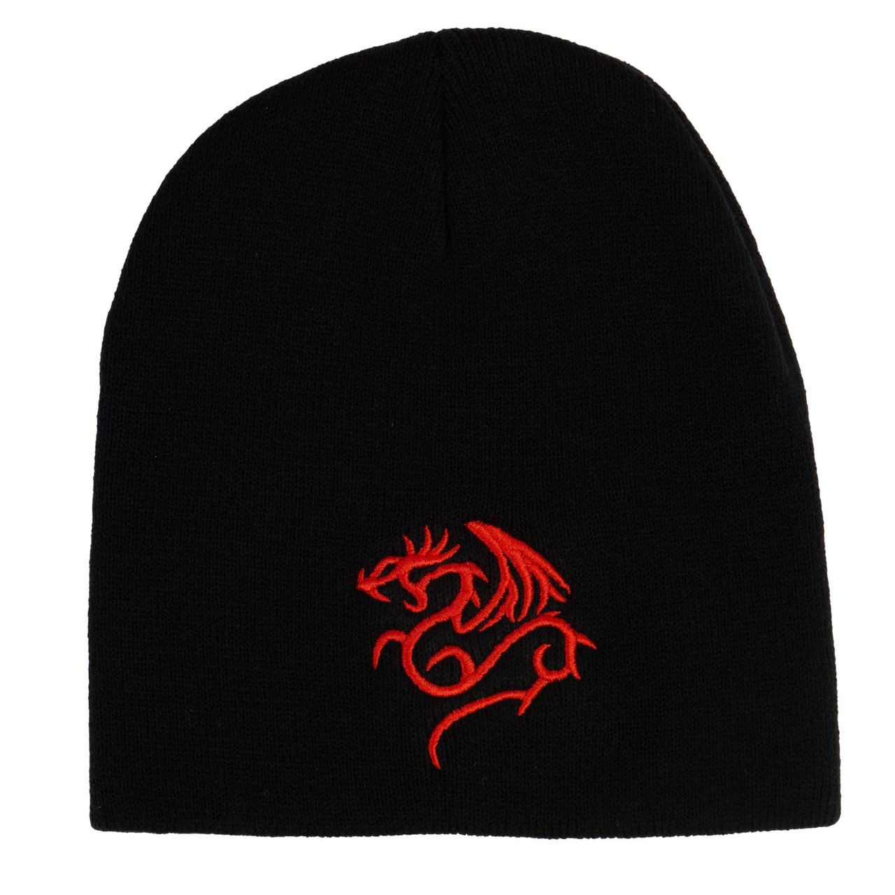 Red Dragon Cuffless Short Beanie Black Gravity Trading