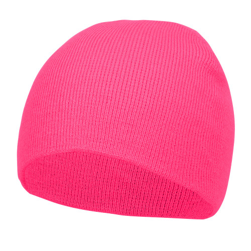Short Cuffless Beanies - Heather Hot Pink