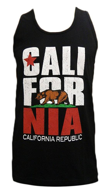 Mens California Republic Bear Logo Tank Top