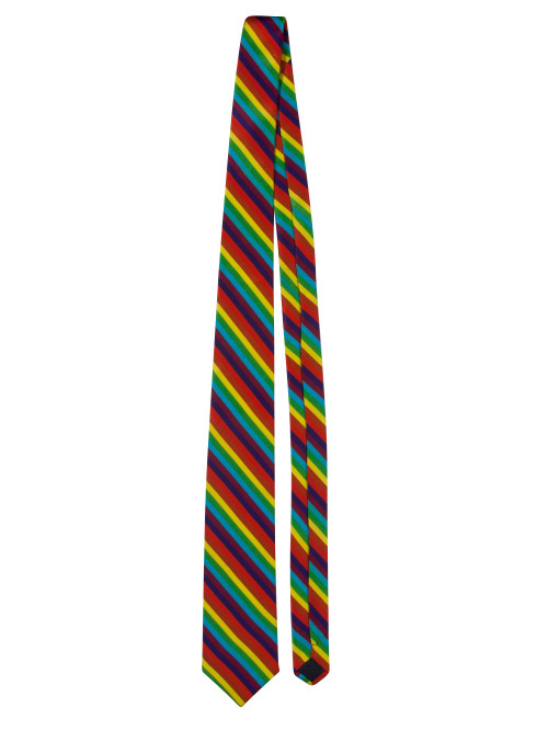 Rainbow Striped Thin Style Men's Hand Made Neck Tie