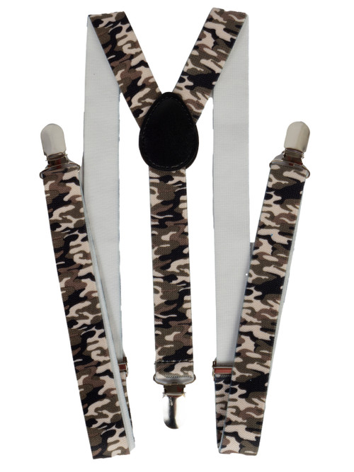 Camouflage Elastic Clip-On Suspenders