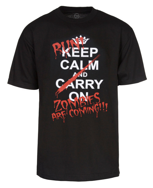 Keep Calm and Run! Zombies are Coming! T-Shirt - Black