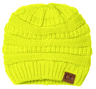 Thick Knit Soft Stretch Beanie Cap - Neon Yellow