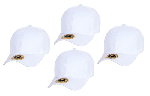 TopHeadwear Structured Adjustable Baseball Hat, White 4 pack
