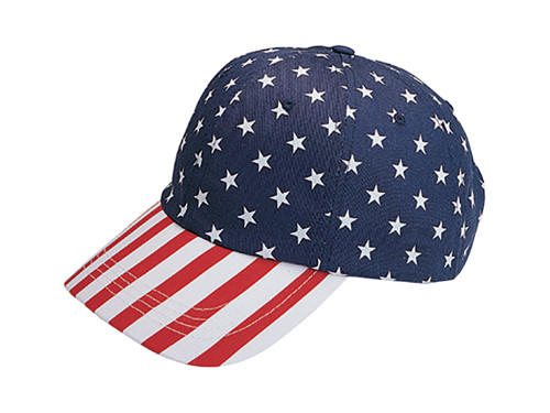 LOW PROFILE (UNSTRUCTURED) TWILL CAP W/ USA FLAG PRINT