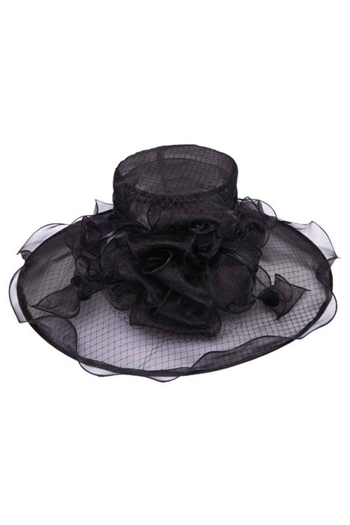 Womens Bucket Sun Hat w/ Lace Floral Veil Bow