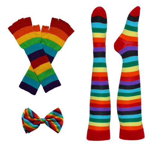 Rainbow Costume Kit (Includes Gloves, Bow Tie, Socks)