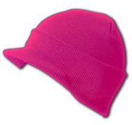Cuff  Beanie Visor Cap - Hot Pink