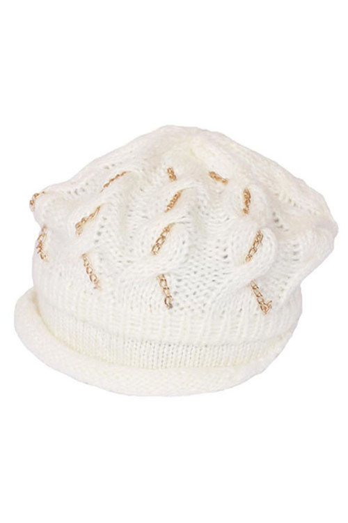 Womens Knitted Chained Winter Cap