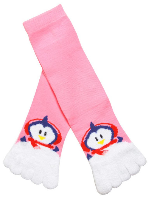 Happy Penguin Long Soft Toe Sock, Pink