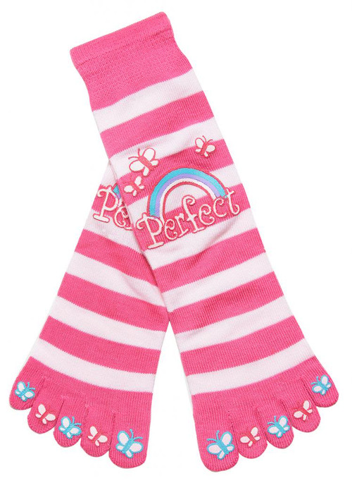 Perfect Butterflies and Rainbow Striped Long Toe Sock