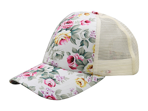 Top Headwear Floral Print Mesh Cap