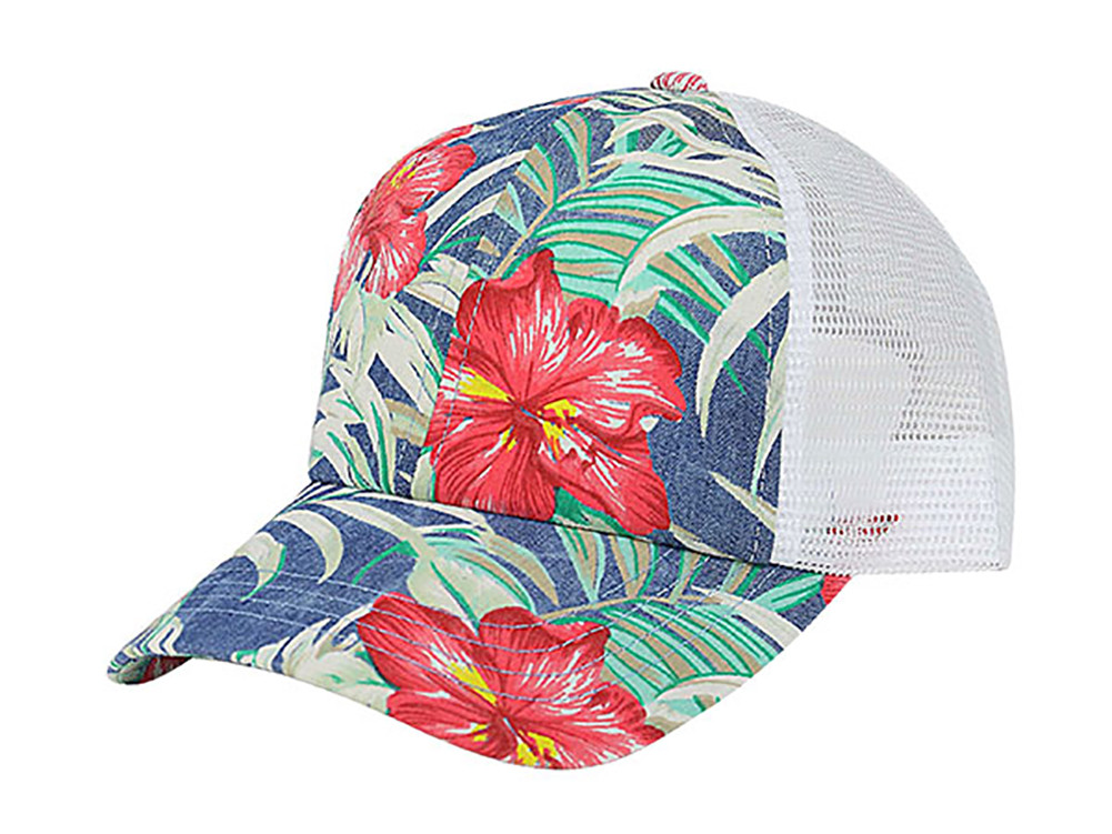 Top Headwear Floral Print Cap w/ Mesh Back - Gravity Trading