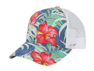 Top Headwear Floral Print Cap w/ Mesh Back