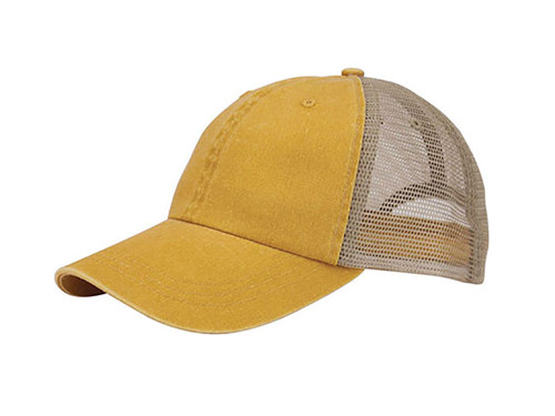 Top Headwear Washed Pigment Dyed Twill Trucker Cap