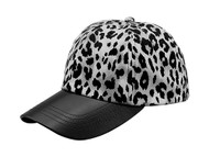 Top Headwear Leopard Print Cap w/ Textured Leather Bill