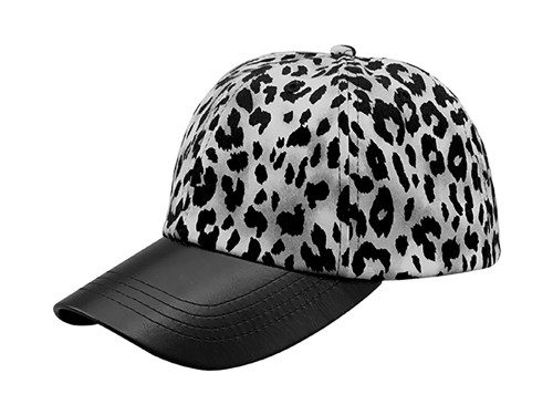 Top Headwear Leopard Print Cap w/ Textured Leather Bill