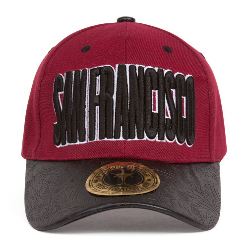 TopHeadwear City Adjustable Cap - San Francisco - Burgundy/Black