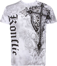 Cross Metallic Silver Accents Short Sleeve Crew Neck  Mens Fashion T-Shirt