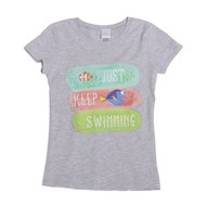 Finding Dory Just Keep Swimming Girls The Princess T-Shirt, Heather Grey