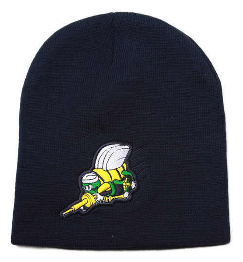 Cuffless Embroidered United States Sea Bees Navy Mascot Beanie - Navy