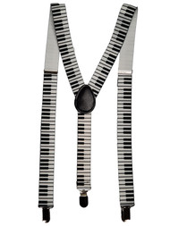 Piano Keys Funky Elastic Braces Clip On Suspenders