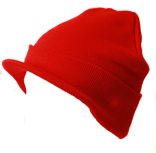 Red Cuff Beanie Visor  Cap