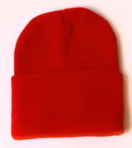 Blank Long Cuff Beanie - Red