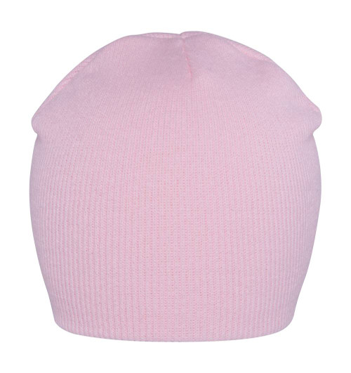 Short Knit Acrylic 8'' Winter Beanie, Light Pink