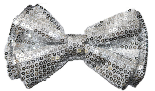 Pre-tied Bow Tie in Coool Brand Gift Box- Silver Sequins