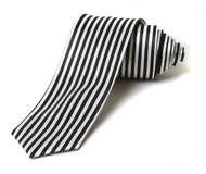 2' Trendy Skinny Tie  - Blank White Vertical Striped Thin