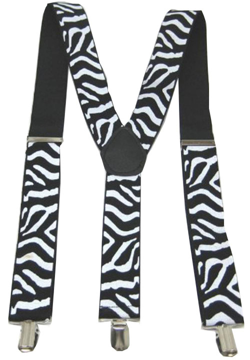 Zebra Striped Clip-On Suspenders