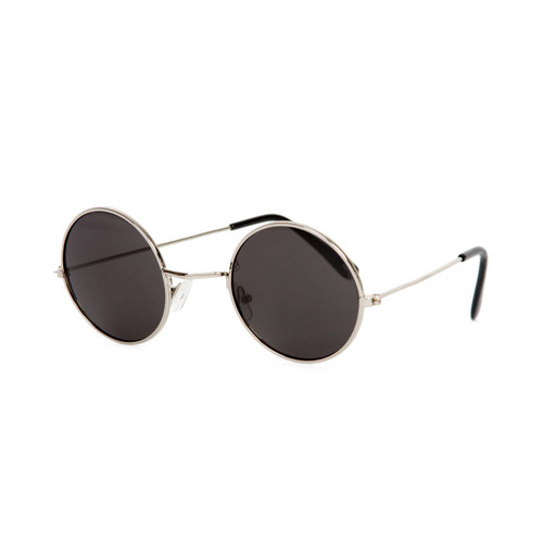 Circular Frame Style Black Lens Silver Frame Sunglasses
