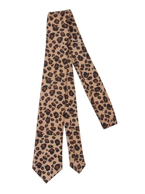 Leopard Spotted Men's Slim Tan & Black Necktie