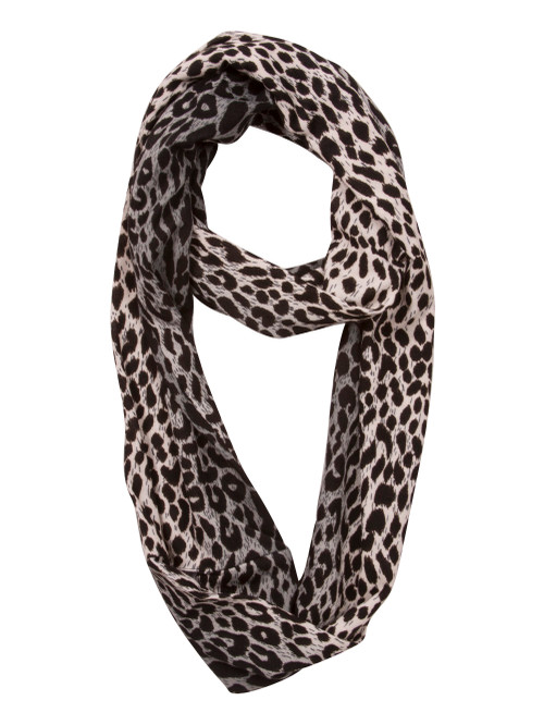 Womens Leopard Print Tie-Dye Circular Scarf