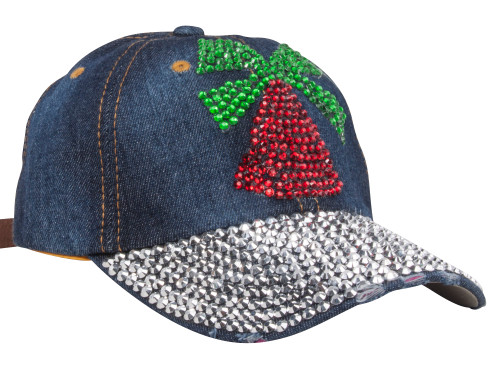 Top Headwear Studded Christmas Bell Denim Baseball Cap