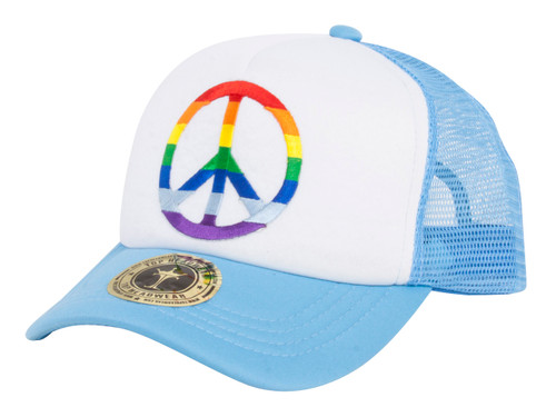 Trucker Foam Rainbow Mesh Snapback - Light Blue