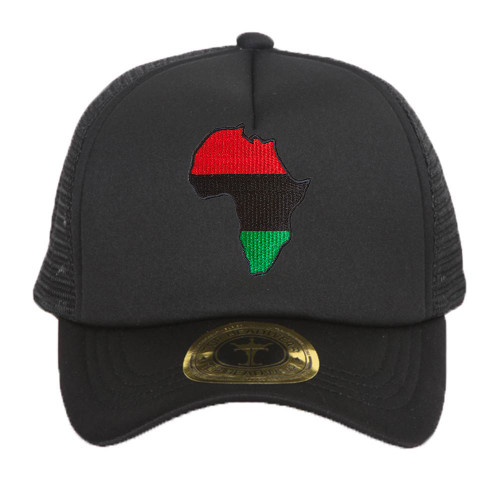 Pan Africa Continent Patch Black Adjustable Trucker Hat