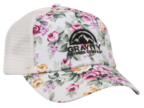 Gravity Outdoor Co. Floral Print Mesh Trucker Hat - Beige